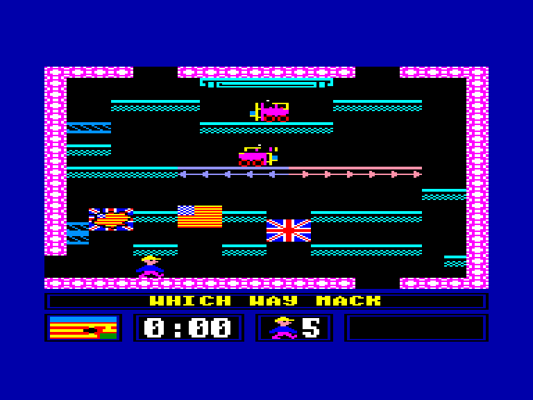 screenshot of the Amstrad CPC game Custard pie factory (the) by GameBase CPC
