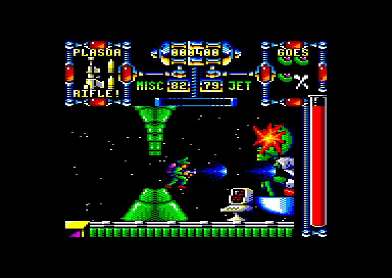 screenshot of the Amstrad CPC game Dan Dare III - The Escape by GameBase CPC