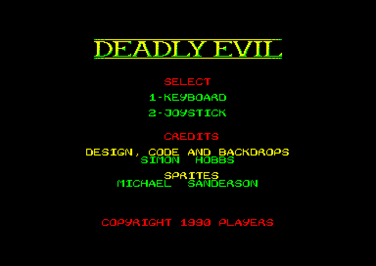 screenshot of the Amstrad CPC game Deadly Evil by GameBase CPC