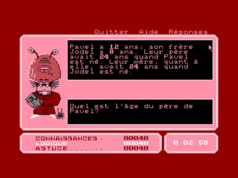 screenshot of the Amstrad CPC game Destination Maths CE1-CE2 by GameBase CPC