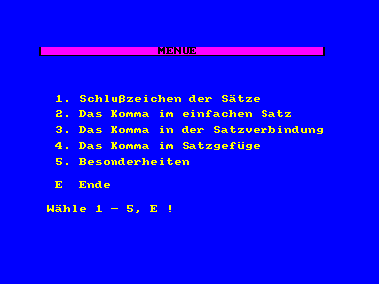 screenshot of the Amstrad CPC game Deutsch-Stunde 2 (die) by GameBase CPC