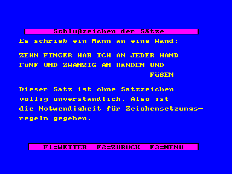 screenshot of the Amstrad CPC game Deutsch-Stunde 2 (die) by GameBase CPC