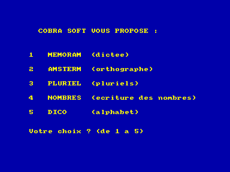screenshot of the Amstrad CPC game Disquette Educative 1 by GameBase CPC