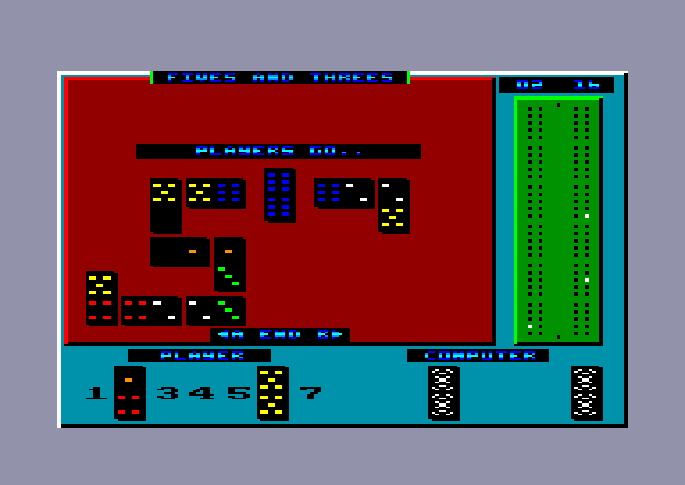 screenshot of the Amstrad CPC game Dominoes by GameBase CPC