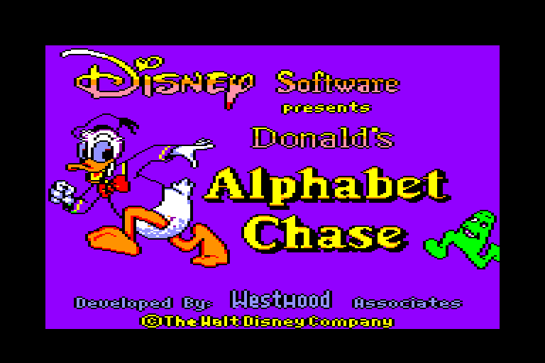 screenshot of the Amstrad CPC game Donald et l'Alphabet Magique by GameBase CPC