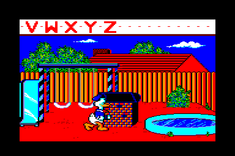 screenshot of the Amstrad CPC game Donald et l'Alphabet Magique by GameBase CPC