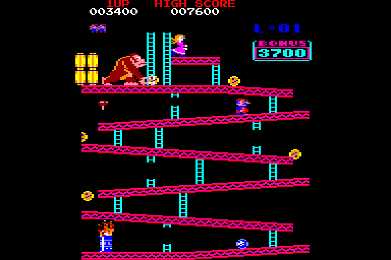 screenshot of the Amstrad CPC game Donkey Kong by GameBase CPC