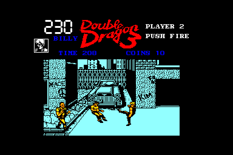 screenshot of the Amstrad CPC game Double Dragon III - The Rosetta Stone by GameBase CPC