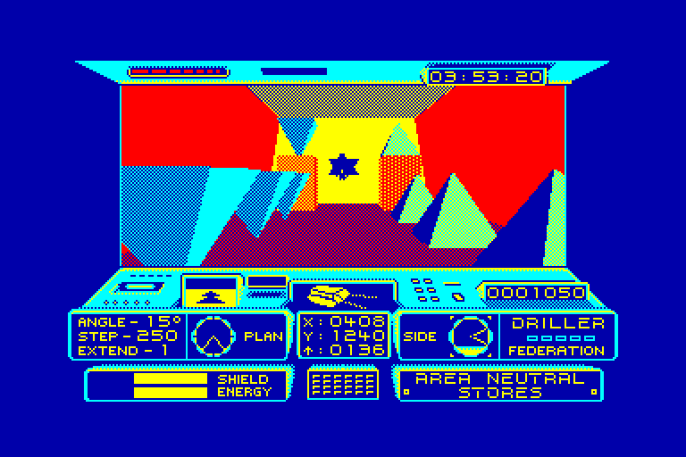 screenshot of the Amstrad CPC game Driller by GameBase CPC