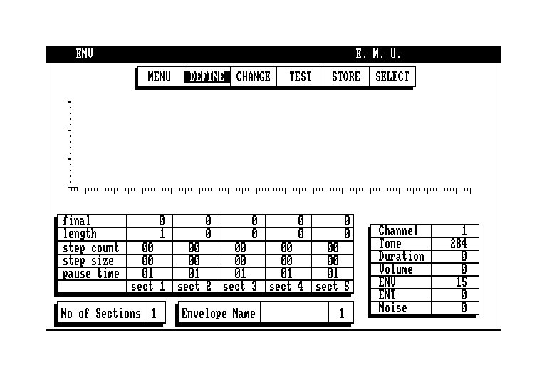 screenshot of the Amstrad CPC game E.M.U. - Electronic Music Utility by GameBase CPC