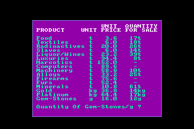 screenshot of the Amstrad CPC game Elite by GameBase CPC