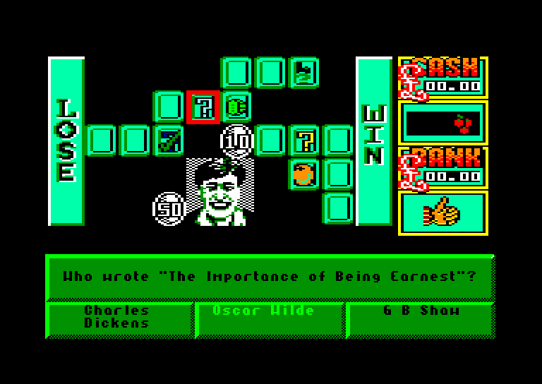 screenshot of the Amstrad CPC game Emlyn hughes arcade quiz by GameBase CPC