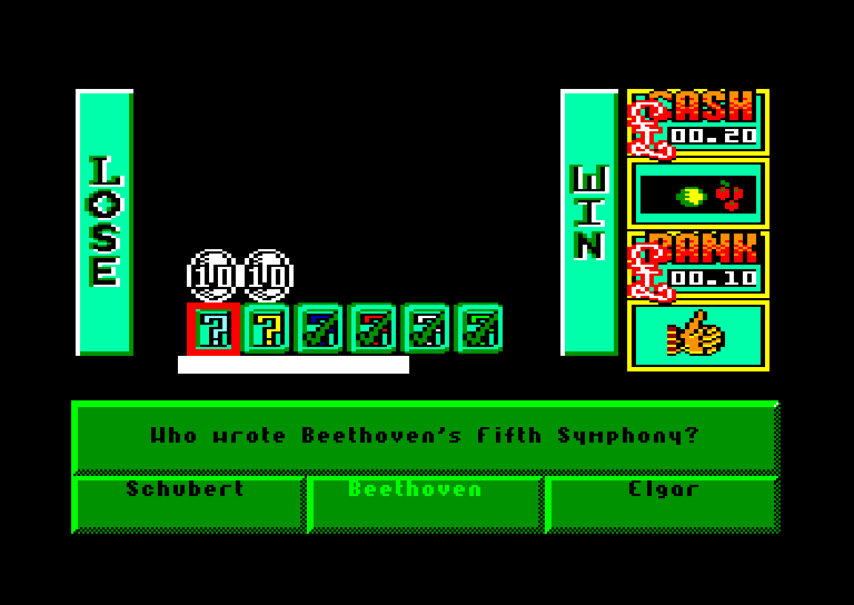 screenshot of the Amstrad CPC game Emlyn hughes arcade quiz by GameBase CPC