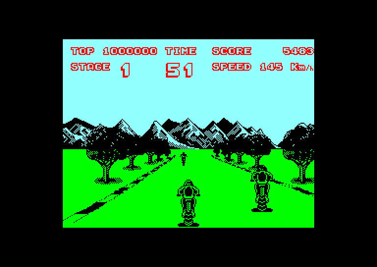 screenshot of the Amstrad CPC game Enduro Racer by GameBase CPC