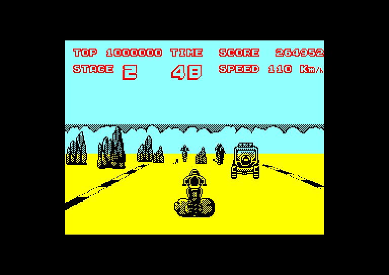 screenshot of the Amstrad CPC game Enduro Racer by GameBase CPC