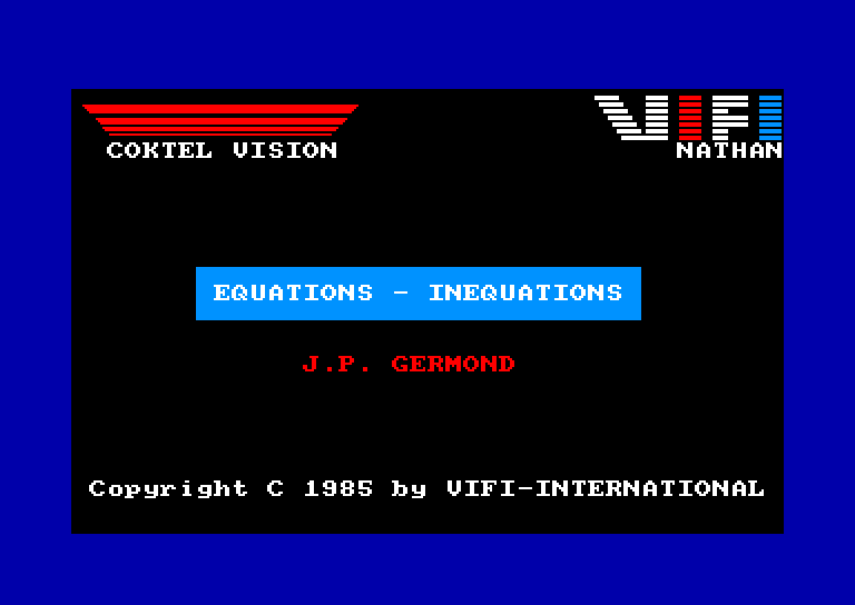 screenshot of the Amstrad CPC game Equations - Inequations by GameBase CPC