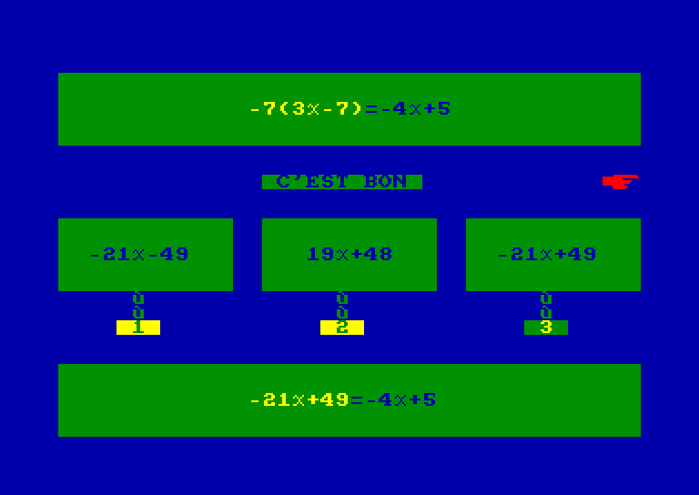 screenshot of the Amstrad CPC game Equations - Inequations by GameBase CPC