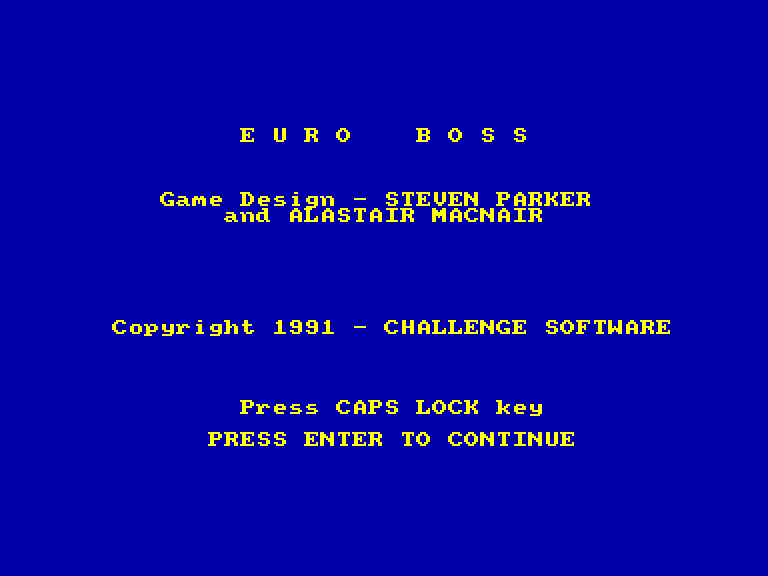 screenshot of the Amstrad CPC game Euro boss by GameBase CPC