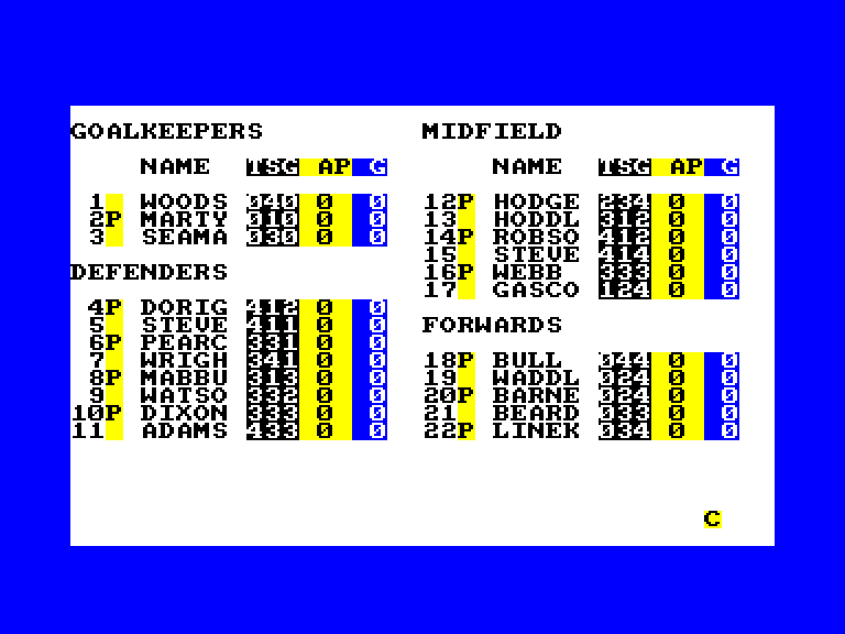 screenshot of the Amstrad CPC game European champions by GameBase CPC