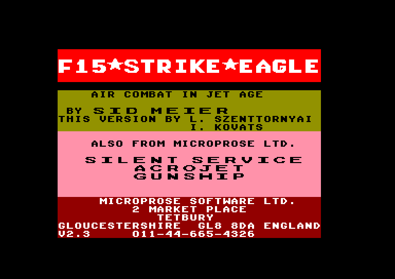 screenshot of the Amstrad CPC game F15 strike eagle by GameBase CPC