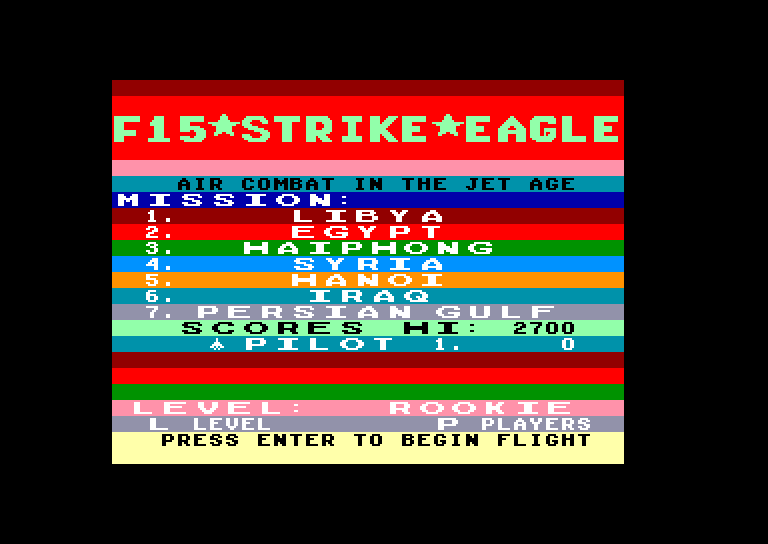 screenshot of the Amstrad CPC game F15 Strike Eagle by GameBase CPC