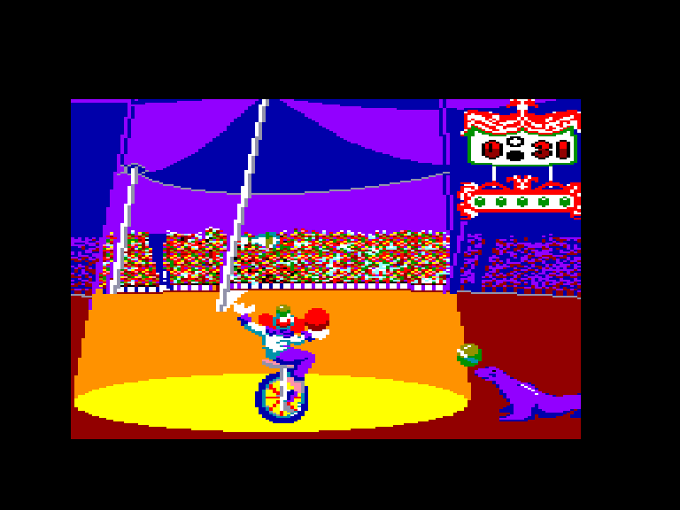 screenshot of the Amstrad CPC game Fiendish Freddy's Big Top o' Fun by GameBase CPC