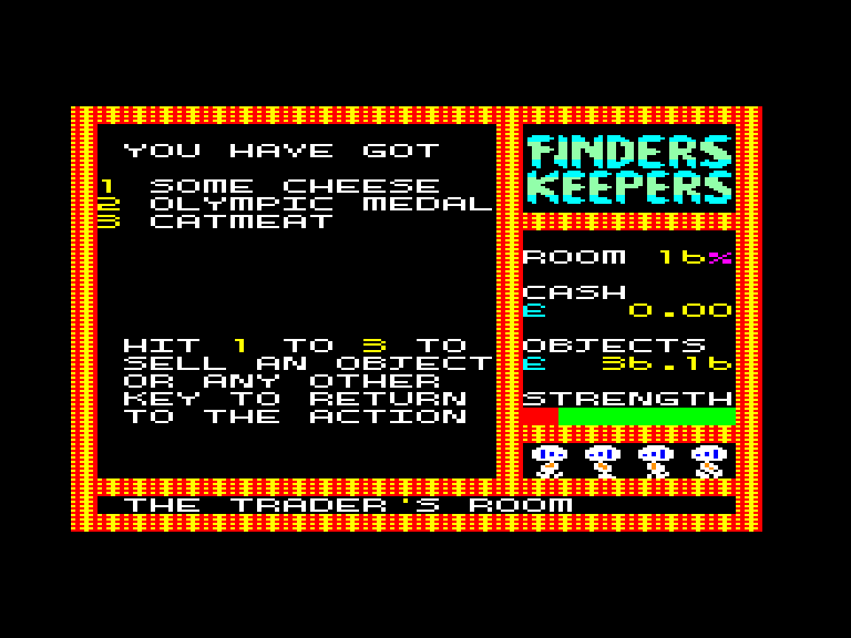 screenshot of the Amstrad CPC game Finders Keepers by GameBase CPC