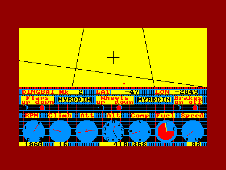 screenshot of the Amstrad CPC game Flight Simulation by GameBase CPC