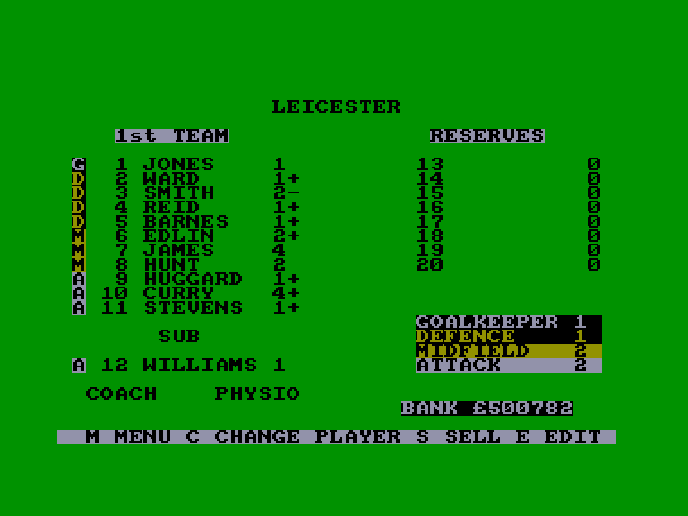 screenshot of the Amstrad CPC game Football director by GameBase CPC