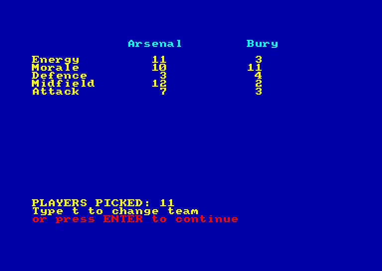 screenshot of the Amstrad CPC game Football Manager by GameBase CPC