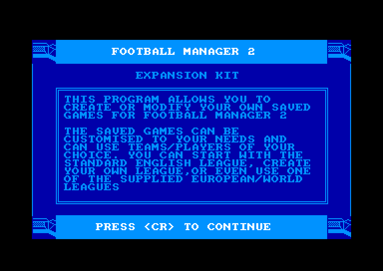 screenshot of the Amstrad CPC game Football Manager 2 - Expansion Kit by GameBase CPC