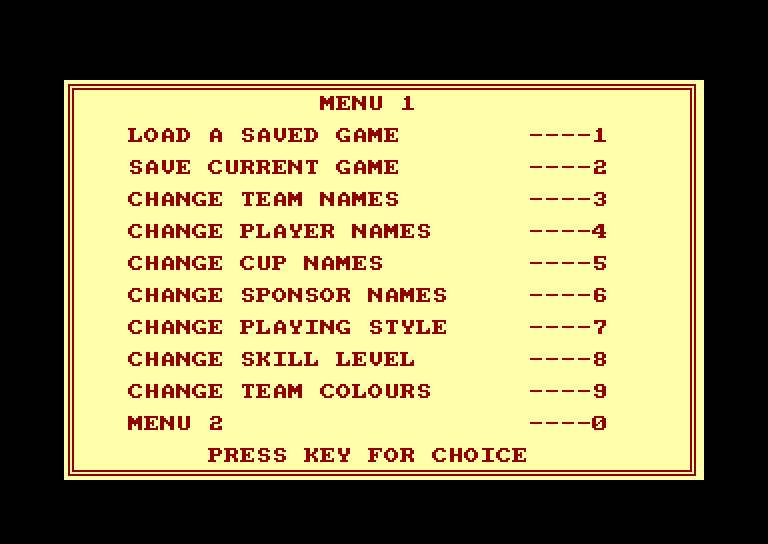 screenshot of the Amstrad CPC game Football Manager 2 - Expansion Kit by GameBase CPC
