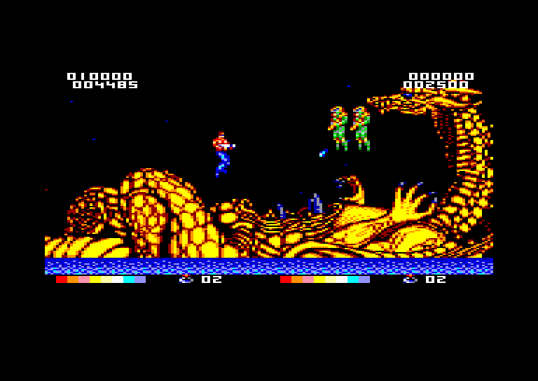 screenshot of the Amstrad CPC game Forgotten worlds by GameBase CPC