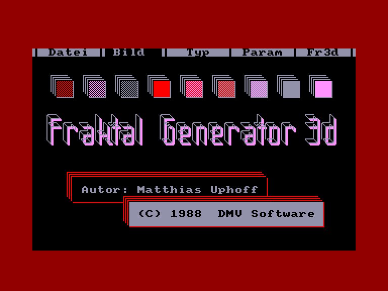 screenshot of the Amstrad CPC game Fraktal Generator 3D by GameBase CPC