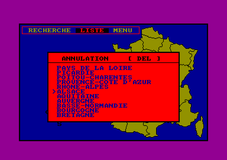 screenshot of the Amstrad CPC game Francegeo by GameBase CPC