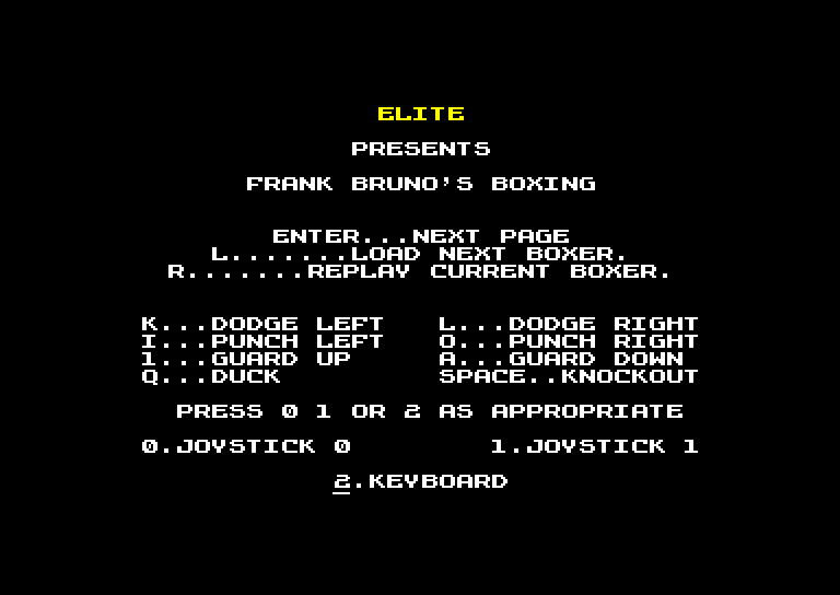 screenshot of the Amstrad CPC game Frank bruno's boxing by GameBase CPC