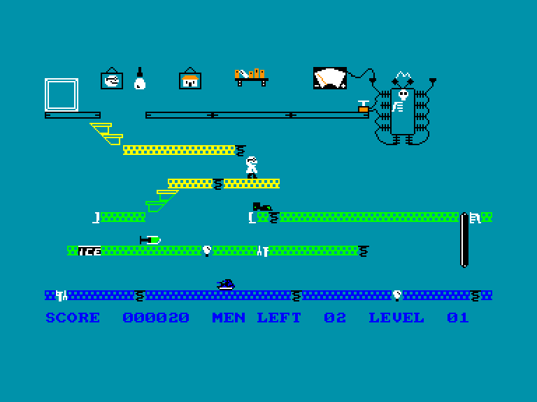 screenshot of the Amstrad CPC game Frank 'N' Stein by GameBase CPC