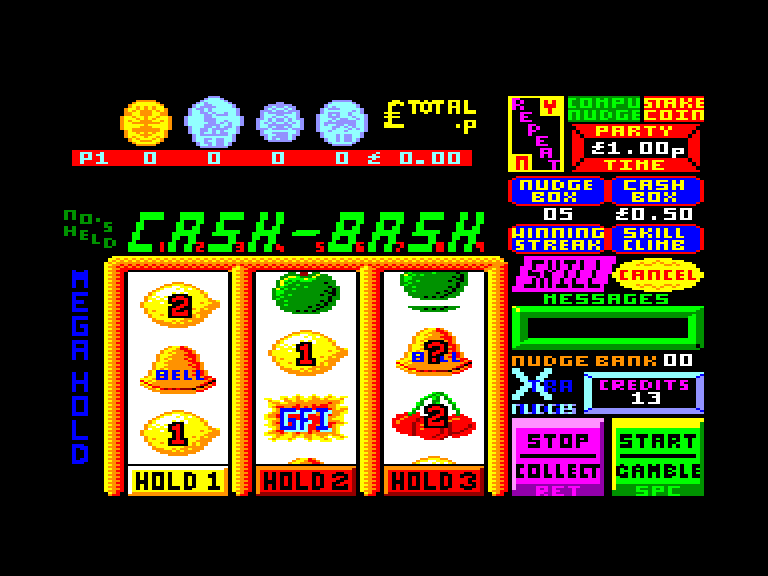 screenshot of the Amstrad CPC game Fruit Machine Simulator by GameBase CPC