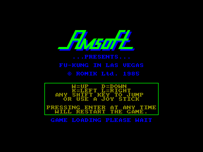 screenshot of the Amstrad CPC game Fu-kung in las vegas by GameBase CPC