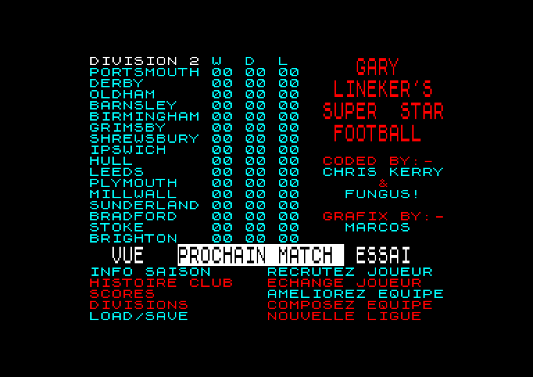 screenshot of the Amstrad CPC game Gary Lineker's Superstar Football by GameBase CPC