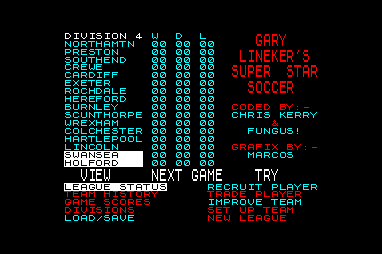 screenshot of the Amstrad CPC game Gary Lineker's Superstar Soccer by GameBase CPC