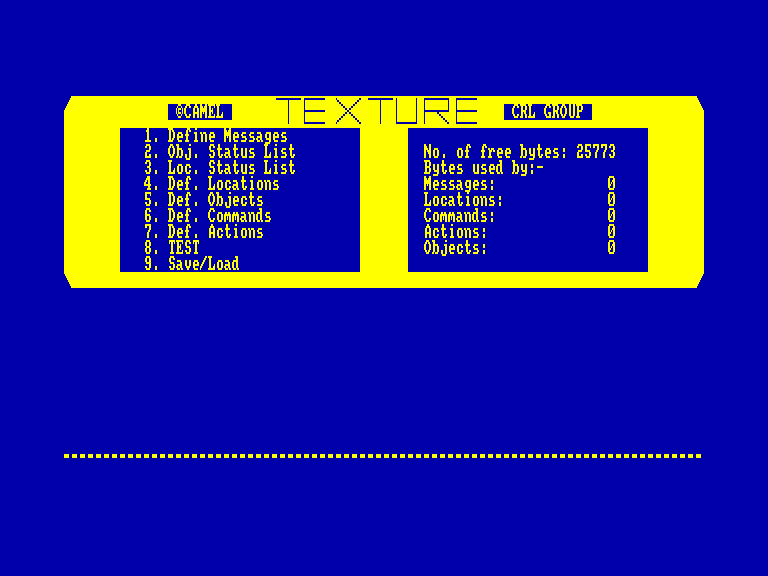 screenshot of the Amstrad CPC game Genesis - The Complete Adventure Creation System by GameBase CPC