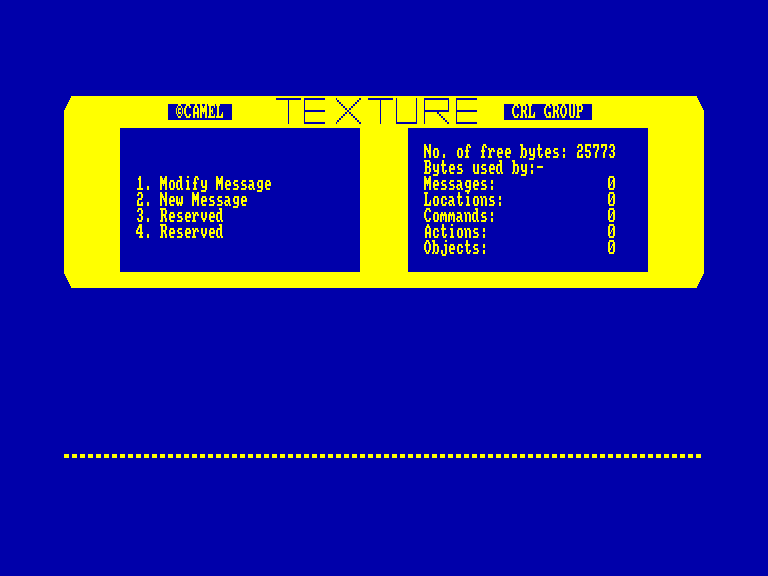 screenshot of the Amstrad CPC game Genesis - The Complete Adventure Creation System by GameBase CPC