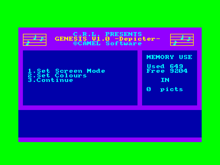 screenshot of the Amstrad CPC game Genesis - The Complete Adventure Creation System by GameBase CPC