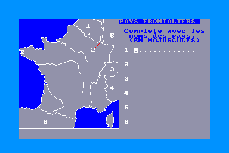 screenshot of the Amstrad CPC game Geographie en Primaire by GameBase CPC