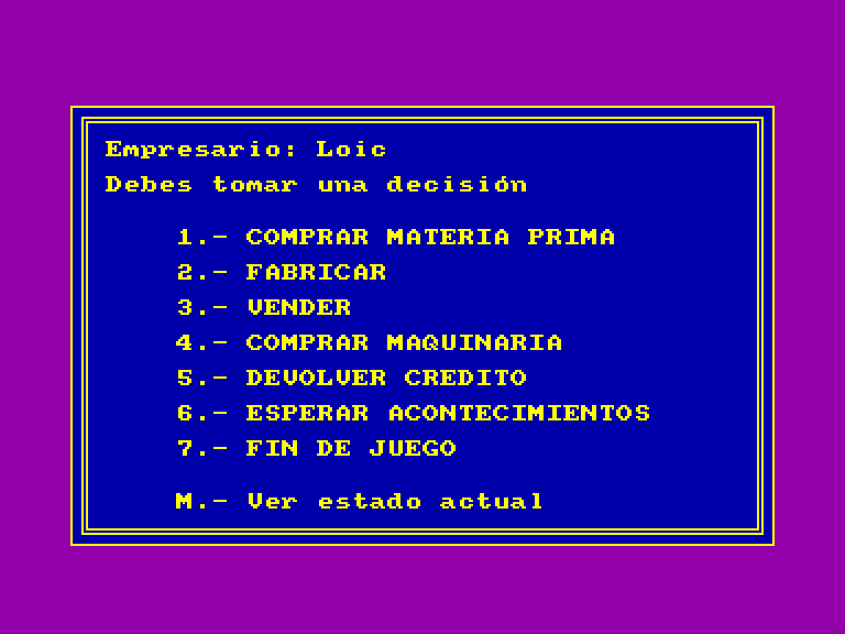 screenshot of the Amstrad CPC game Gerente (el) by GameBase CPC