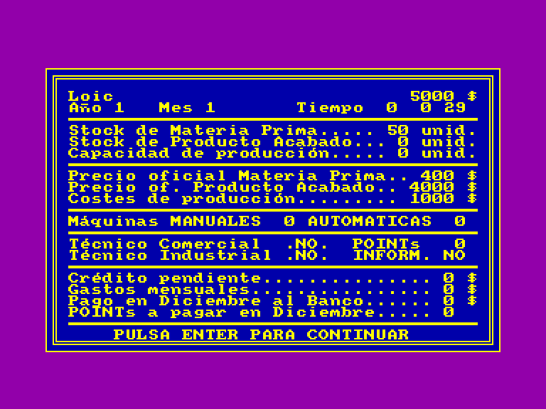 screenshot of the Amstrad CPC game Gerente (el) by GameBase CPC