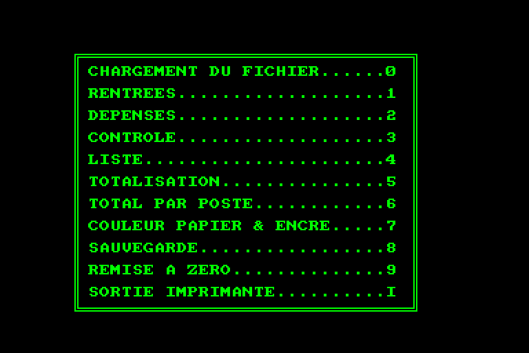 screenshot of the Amstrad CPC game Gestion familiale by GameBase CPC