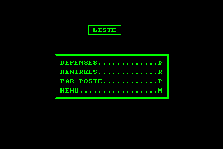 screenshot of the Amstrad CPC game Gestion familiale by GameBase CPC