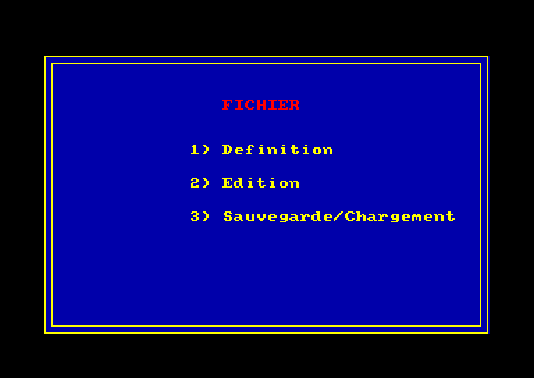 screenshot of the Amstrad CPC game Gestion de Fichier by GameBase CPC